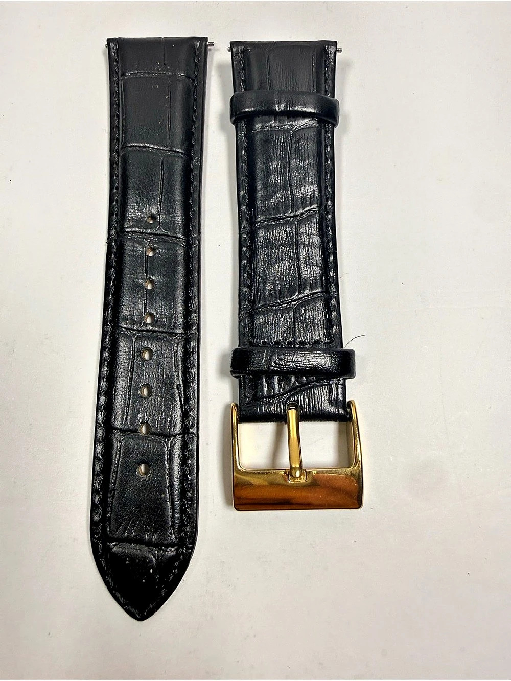 Kenneth Cole Black Leather Watch Strap 22mm